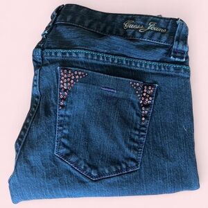 Guess Embellished Low Rise Dark Wash Straight Leg Jeans 💖💜💙